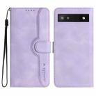 For Google Pixel 6a Heart Pattern Skin Feel Leather Phone Case(Purple) - 1