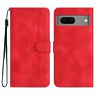 For Google Pixel 7 5G Heart Pattern Skin Feel Leather Phone Case(Red) - 1