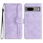 For Google Pixel 7 5G Heart Pattern Skin Feel Leather Phone Case(Purple) - 1