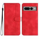 For Google Pixel 7 Pro 5G Heart Pattern Skin Feel Leather Phone Case(Red) - 1