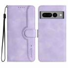 For Google Pixel 7 Pro 5G Heart Pattern Skin Feel Leather Phone Case(Purple) - 1