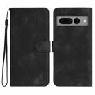 For Google Pixel 7 Pro 5G Heart Pattern Skin Feel Leather Phone Case(Black) - 1