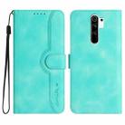 For Xiaomi Redmi 9/9 Prime/Poco M2 Heart Pattern Skin Feel Leather Phone Case(Light Blue) - 1