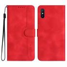 For Xiaomi Redmi 9A/9AT/9i Heart Pattern Skin Feel Leather Phone Case(Red) - 1