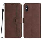 For Xiaomi Redmi 9A/9AT/9i Heart Pattern Skin Feel Leather Phone Case(Brown) - 1