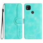 For Xiaomi Redmi 9C/9C NFC/Poco C3 Heart Pattern Skin Feel Leather Phone Case(Light Blue) - 1