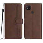 For Xiaomi Redmi 9C/9C NFC/Poco C3 Heart Pattern Skin Feel Leather Phone Case(Brown) - 1