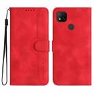 For Xiaomi Redmi 10A 4G Heart Pattern Skin Feel Leather Phone Case(Red) - 1