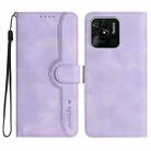 For Xiaomi Redmi 10C 4G Global/10 India/10 Power Heart Pattern Skin Feel Leather Phone Case(Purple) - 1