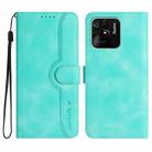 For Xiaomi Redmi 10C 4G Global/10 India/10 Power Heart Pattern Skin Feel Leather Phone Case(Light Blue) - 1