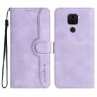 For Xiaomi Redmi Note 9 4G Global/10X 4G Heart Pattern Skin Feel Leather Phone Case(Purple) - 1