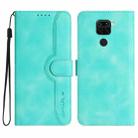 For Xiaomi Redmi Note 9 4G Global/10X 4G Heart Pattern Skin Feel Leather Phone Case(Light Blue) - 1