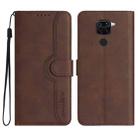 For Xiaomi Redmi Note 9 4G Global/10X 4G Heart Pattern Skin Feel Leather Phone Case(Brown) - 1