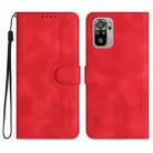 Heart Pattern Skin Feel Leather Phone Case For Xiaomi Redmi Note 10 4G Global/Note 10S Global/Note 11SE 4G India/Poco M5s 4G Global (Red) - 1