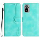 Heart Pattern Skin Feel Leather Phone Case For Xiaomi Redmi Note 10 4G Global/Note 10S Global/Note 11SE 4G India/Poco M5s 4G Global (Light Blue) - 1