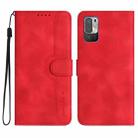 For Xiaomi Redmi Note 10 5G Heart Pattern Skin Feel Leather Phone Case(Red) - 1