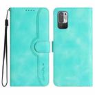 For Xiaomi Redmi Note 10 5G Heart Pattern Skin Feel Leather Phone Case(Light Blue) - 1