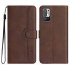 For Xiaomi Redmi Note 10 5G Heart Pattern Skin Feel Leather Phone Case(Brown) - 1