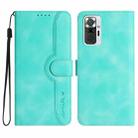 For Xiaomi Redmi Note 10 Pro 4G Global/Note 10 Pro Max Heart Pattern Skin Feel Leather Phone Case(Light Blue) - 1