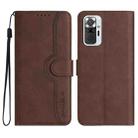 For Xiaomi Redmi Note 10 Pro 4G Global/Note 10 Pro Max Heart Pattern Skin Feel Leather Phone Case(Brown) - 1