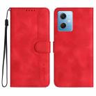 For Xiaomi Redmi Note 12 5G Heart Pattern Skin Feel Leather Phone Case(Red) - 1