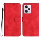 For Xiaomi Redmi Note 12 Pro 5G Heart Pattern Skin Feel Leather Phone Case(Red) - 1