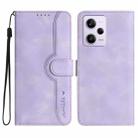 For Xiaomi Redmi Note 12 Pro 5G Heart Pattern Skin Feel Leather Phone Case(Purple) - 1