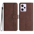 For Xiaomi Redmi Note 12 Pro 5G Heart Pattern Skin Feel Leather Phone Case(Brown) - 1