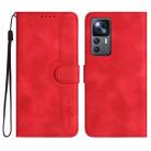 For Xiaomi 12T/12T Pro/Redmi K50 Ultra Heart Pattern Skin Feel Leather Phone Case(Red) - 1