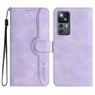 For Xiaomi 12T/12T Pro/Redmi K50 Ultra Heart Pattern Skin Feel Leather Phone Case(Purple) - 1
