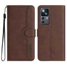 For Xiaomi 12T/12T Pro/Redmi K50 Ultra Heart Pattern Skin Feel Leather Phone Case(Brown) - 1