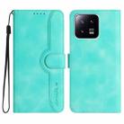 For Xiaomi 13 Heart Pattern Skin Feel Leather Phone Case(Light Blue) - 1