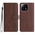 For Xiaomi 13 Heart Pattern Skin Feel Leather Phone Case(Brown) - 1