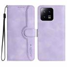 For Xiaomi 13 Pro Heart Pattern Skin Feel Leather Phone Case(Purple) - 1