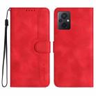 For Xiaomi Poco M5 Heart Pattern Skin Feel Leather Phone Case(Red) - 1