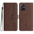 For Xiaomi Poco M5 Heart Pattern Skin Feel Leather Phone Case(Brown) - 1