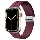 Magnetic Fold Clasp Silicone Watch Band For Apple Watch Series 9&8&7 41mm / SE 3&SE 2&6&SE&5&4 40mm / 3&2&1 38mm(Wine Red) - 1