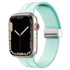 Magnetic Fold Clasp Silicone Watch Band For Apple Watch Series 8&7 41mm / SE 2&6&SE&5&4 40mm / 3&2&1 38mm(Light Green) - 1