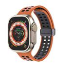 Magnetic Fold Clasp Square Holes Silicone Watch Band For Apple Watch Ultra 49mm / Series 8&7 45mm / SE 2&6&SE&5&4 44mm / 3&2&1 42mm(Orange Black) - 1
