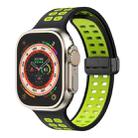 Magnetic Fold Clasp Square Holes Silicone Watch Band For Apple Watch Ultra 49mm&Watch Ultra 2 49mm / Series 9&8&7 45mm / SE 3&SE 2&6&SE&5&4 44mm / 3&2&1 42mm(Black Fluorescent Green) - 1