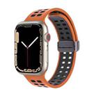 Magnetic Fold Clasp Square Holes Silicone Watch Band For Apple Watch Series 8&7 41mm / SE 2&6&SE&5&4 40mm / 3&2&1 38mm(Orange Black) - 1