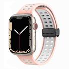 Magnetic Fold Clasp Square Holes Silicone Watch Band For Apple Watch Series 9&8&7 41mm / SE 3&SE 2&6&SE&5&4 40mm / 3&2&1 38mm(Pink White) - 1