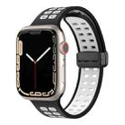 Magnetic Fold Clasp Square Holes Silicone Watch Band For Apple Watch Series 9&8&7 41mm / SE 3&SE 2&6&SE&5&4 40mm / 3&2&1 38mm(Black White) - 1