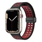 Magnetic Fold Clasp Square Holes Silicone Watch Band For Apple Watch Series 8&7 41mm / SE 2&6&SE&5&4 40mm / 3&2&1 38mm(Black Red) - 1