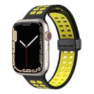 Magnetic Fold Clasp Square Holes Silicone Watch Band For Apple Watch Series 8&7 41mm / SE 2&6&SE&5&4 40mm / 3&2&1 38mm(Black Yellow) - 1