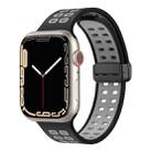 Magnetic Fold Clasp Square Holes Silicone Watch Band For Apple Watch Series 8&7 41mm / SE 2&6&SE&5&4 40mm / 3&2&1 38mm(Black Grey) - 1