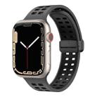 Magnetic Fold Clasp Square Holes Silicone Watch Band For Apple Watch Series 9&8&7 41mm / SE 3&SE 2&6&SE&5&4 40mm / 3&2&1 38mm(Coal Black) - 1