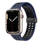 Magnetic Fold Clasp Square Holes Silicone Watch Band For Apple Watch Series 8&7 41mm / SE 2&6&SE&5&4 40mm / 3&2&1 38mm(Dark Blue Black) - 1