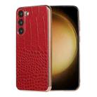 For Samsung Galaxy S23+ 5G Crocodile Texture Genuine Leather Nano Electroplating Phone Case(Red) - 1