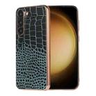 For Samsung Galaxy S23 5G Crocodile Texture Genuine Leather Nano Electroplating Phone Case(Dark Green) - 1